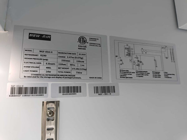 New Air NGF-054-H Door Glass Freezer