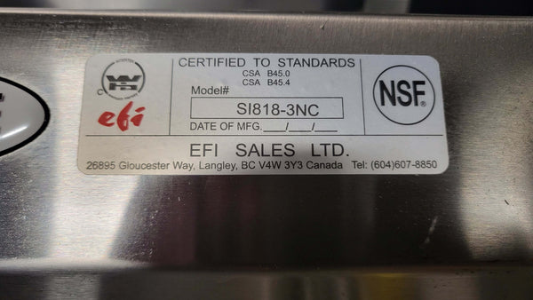 EFI SI818-3NC Three Compartment Sink
