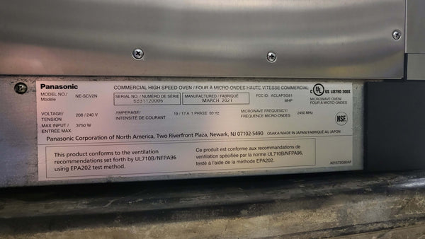 Panasonic NE-SCV2N High Speed Oven