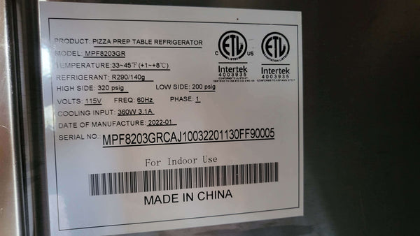 Atosa MPF8203GR Pizza Prep Table