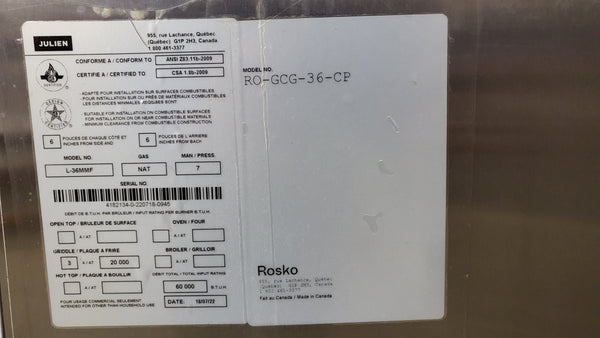 Rosko RO-GCG-36 Gas Countertop Griddle