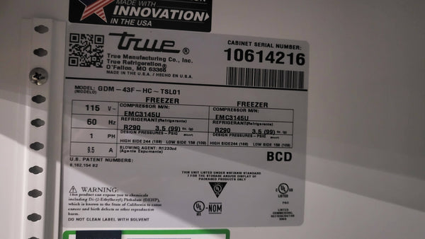 True GDM-43F-HC-TSL01 Freezer - Upright - 2 Glass Door - 47