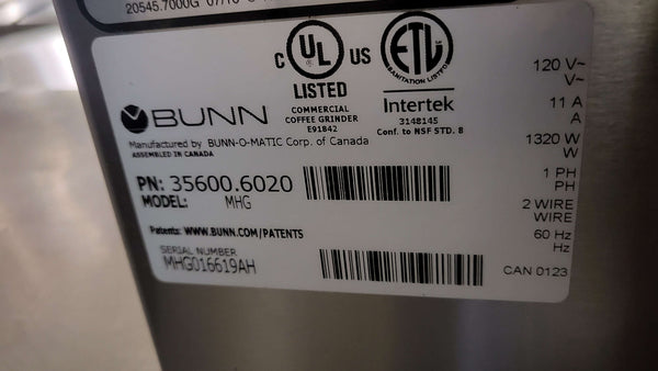 Bunn MHG Double Hopper Coffee Grinder