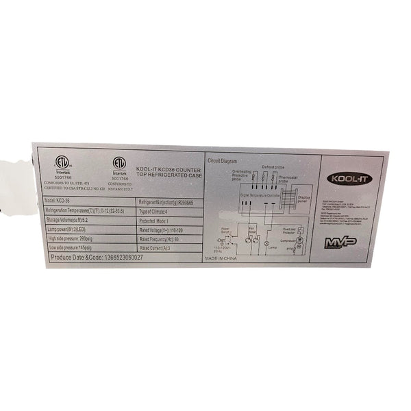 Kool-it KCD-36 Refrigerated Deli Case - Curved Glass