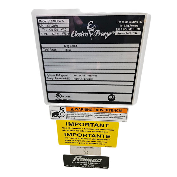 Electro Freeze SLX400C-237 Twist Soft Serve Freezer