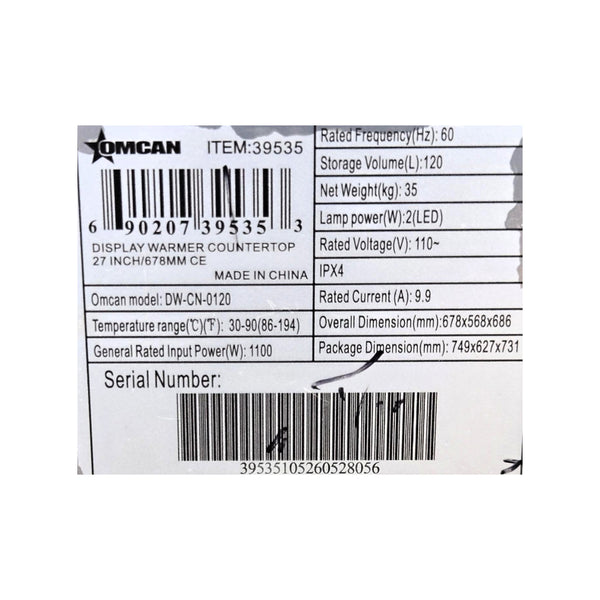 Omcan 39535 Countertop Display Warmer