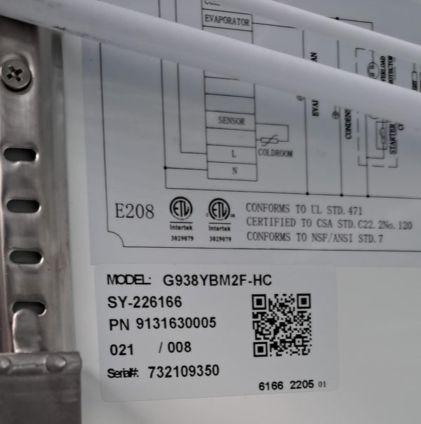 Reliant G938YBM2F-HC Refrigerator - 2 Sliding glass door