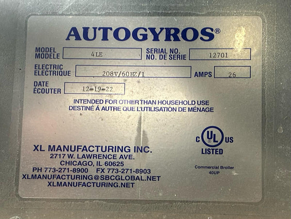 Autogyros Vertical Broiler Gyro , Electric