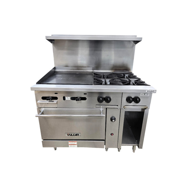 Vulcan 48S-24G4BN 4 Burner Range with Manual Griddle and Standard Oven - Natural Gas