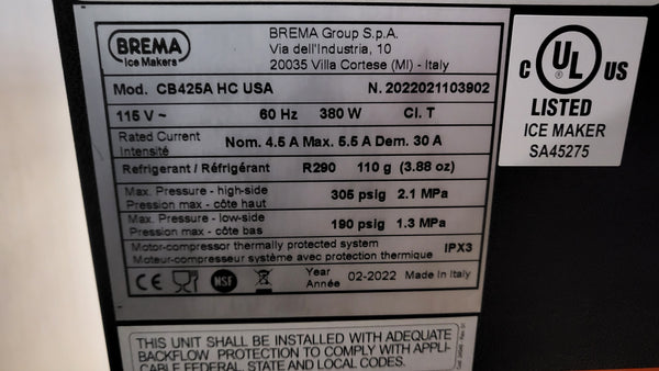 Brema CB425A HC USA Ice Maker With Bin