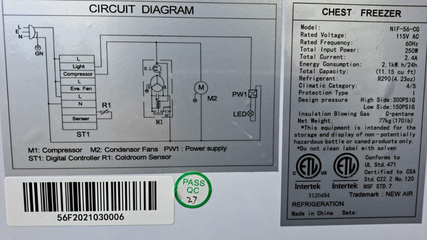 New Air NIF-56-CG 56in Curved Glass Island Freezer