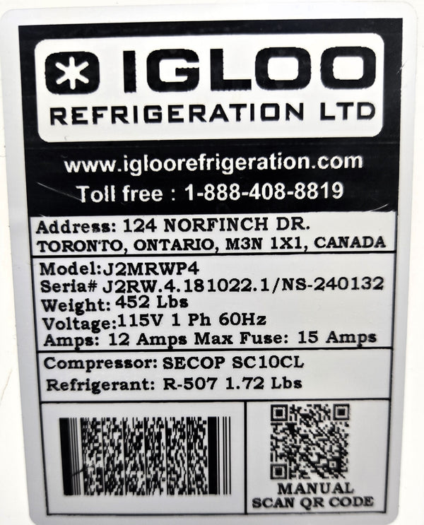 Igloo J2MRWP4 Refrigerated Display Case