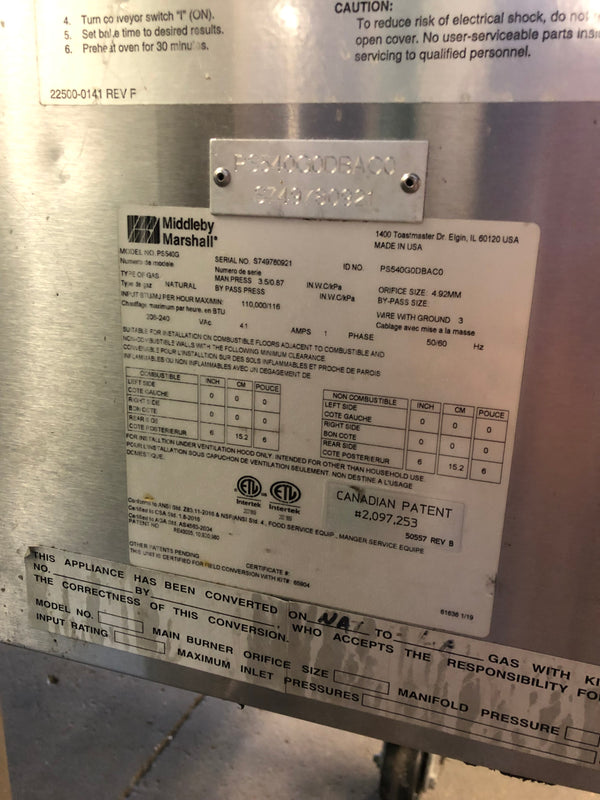Middleby Marshall PS540G Pizza Conveyor Oven