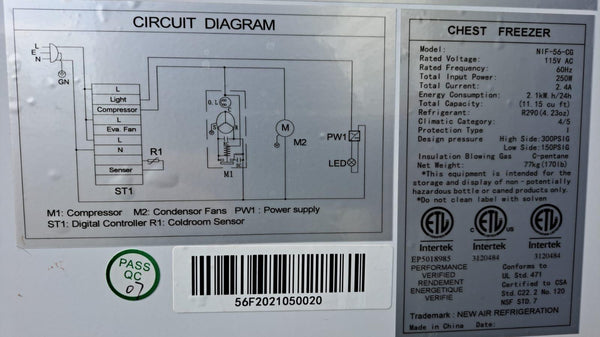 New Air NIF-56-CG Glass Door Chest Freezer