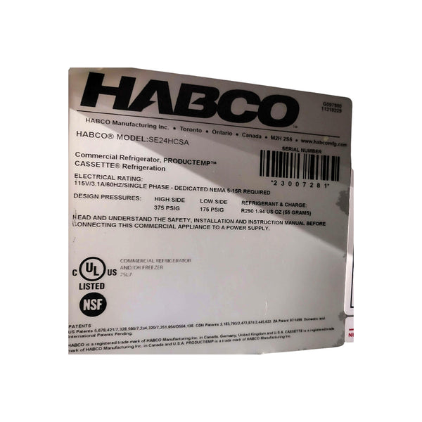 Habco SE24HCSA Upright Refrigerator - 1 Solid Door - 24 Inch