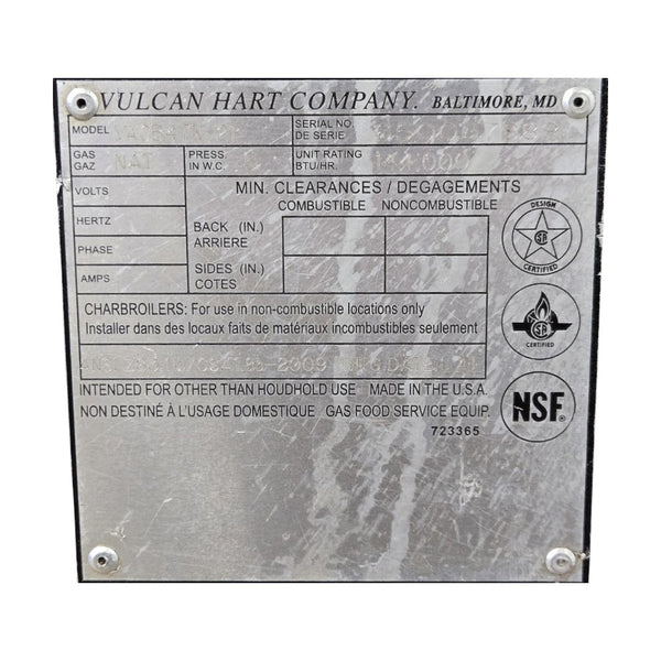 Vulcan VACB47N-21 47 in Charbroiler - Natural Gas