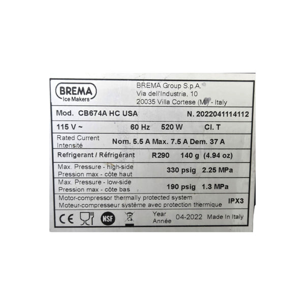 Brema CB674A-HC-USA Undercounter Ice Cube Maker