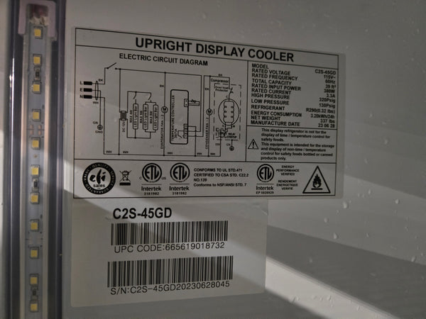 EFI C2S-45GD 45in 2 Door Glass Merchandiser Refrigerator
