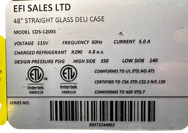 EFI CDS-1200S - Fridge - Display - Straight Glass - 47 Inch