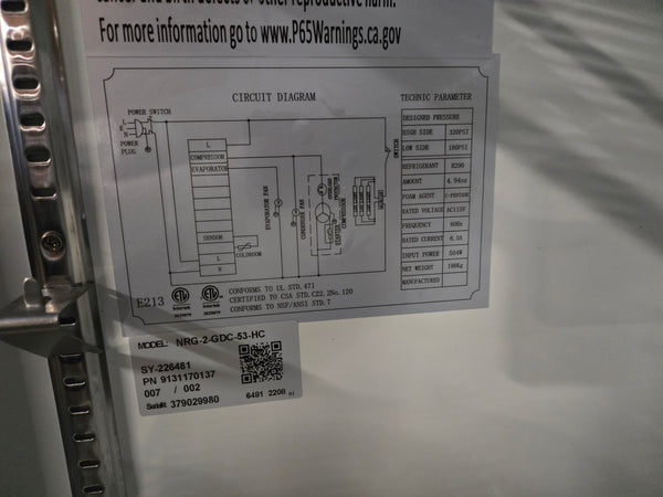 Danair NRG-2-GDC-53-HC Glass Door Refrigerator