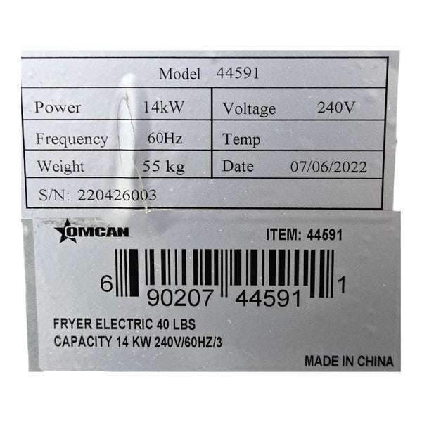 Omcan 44591 Electric Fryer