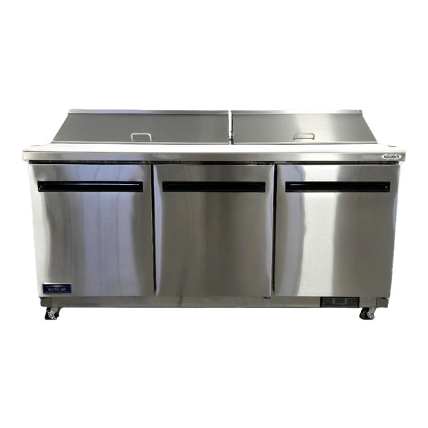 Arctic Air AST72R Refrigerated Mega Top Prep Table - 3 Solid Door -71.5 Inch