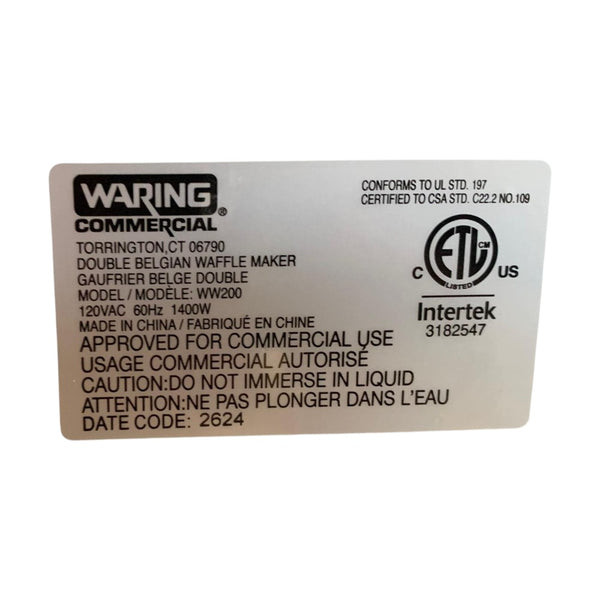 Waring WW200 Waffle Maker