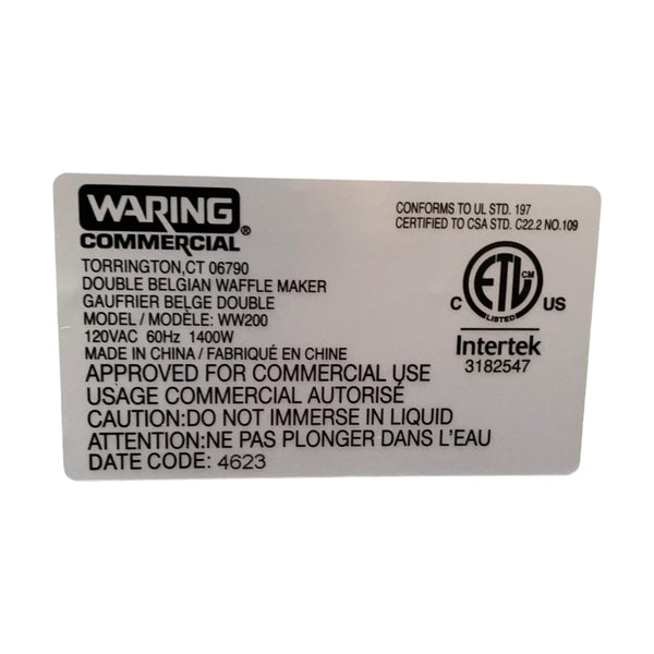 Waring WW200 Waffle Maker