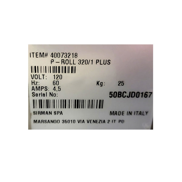 Eurodib P-ROLL 320/1 12? One Stage Dough Roller Sheeter