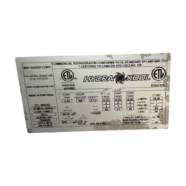 Hyrdra-Kool KFMCG-100SA Curved Glass Deli Case