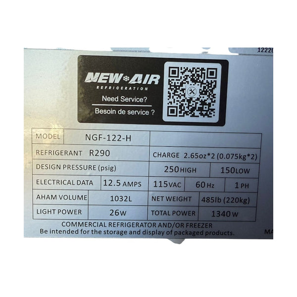 New Air NGF-122-H 2 Door Glass Freezer Merchandiser