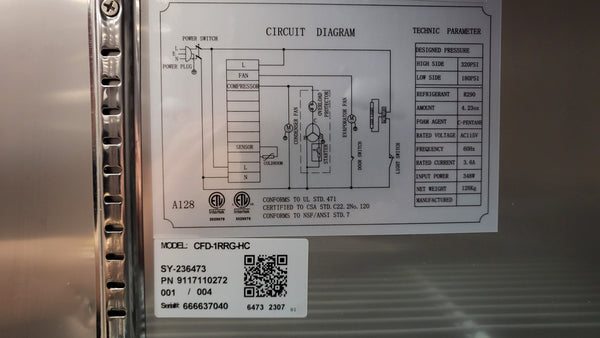 Eurodib CFD-1RRG-HC Refrigerator