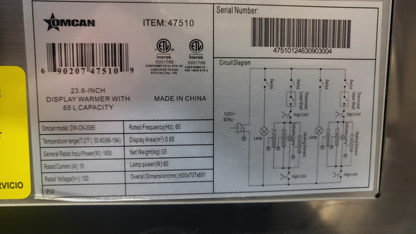 Omcan DW-CN-0065 Heated Pass Through Station