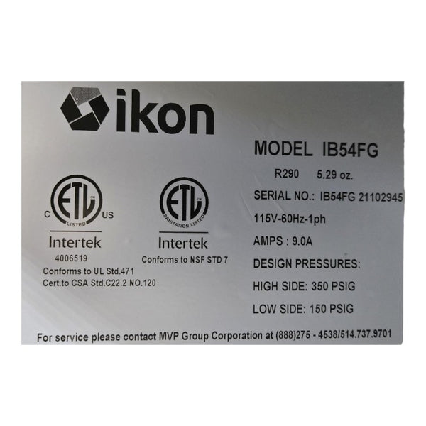 Ikon IB54FG 54 Inch Upright Bottom Mount Freezer - 2 Glass Door
