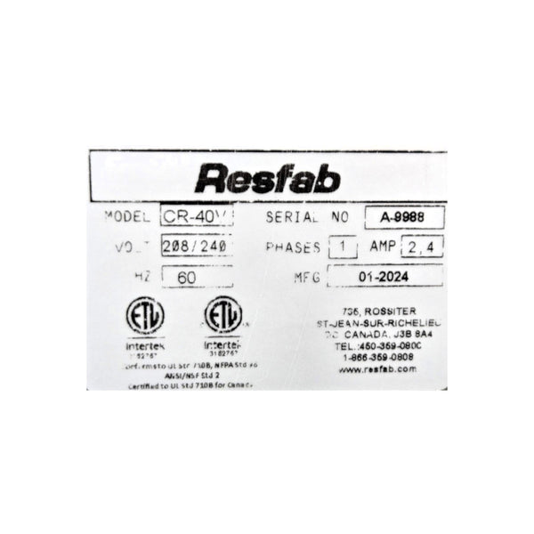 Resfab MB-50ATV / CR-40V Electric Fryer - 55lb