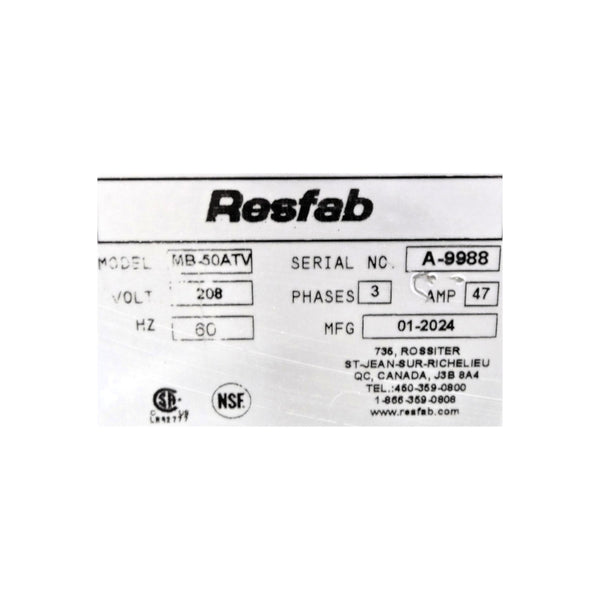 Resfab MB-50ATV / CR-40V Electric Fryer - 55lb
