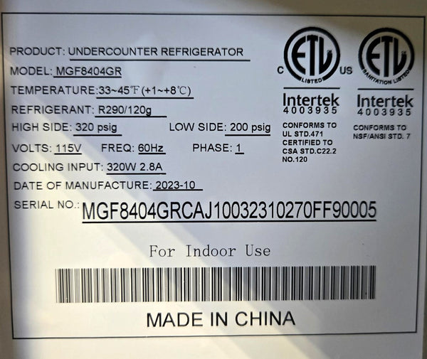 Atosa MGF8404GR Undercounter Refrigerator