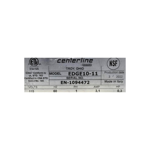 Centerline EDGE10-11 Manual Gravity Feed Slicer - 10 Inch