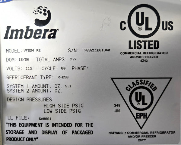 Imbera VFS24 R2 Elite Glass Door Freezer