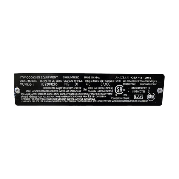 Vulcan VCRB36-1 Charbroiler - Natural Gas