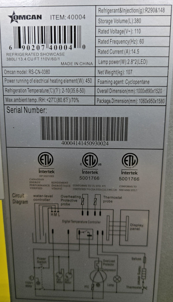 Omcan RS-CN-0380 Refrigerated Showcase