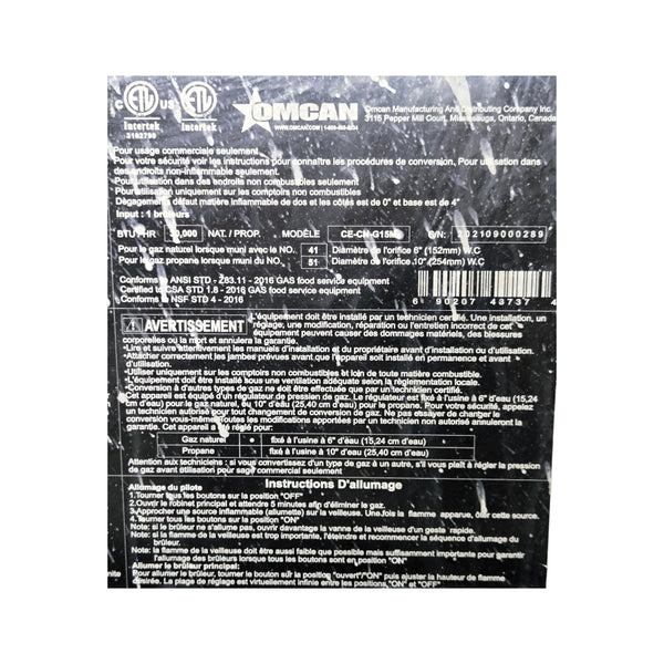 Omcan CE-CN-G15M Countertop Griddle - Nat Gas