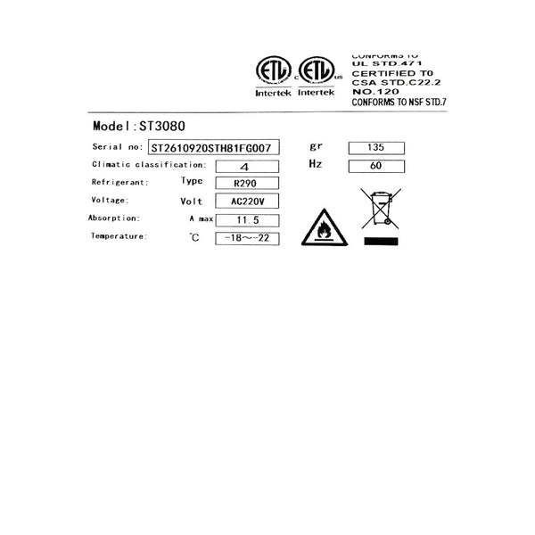 Chef ST3080 Freezer - 3 Door - Cosmetic Damage