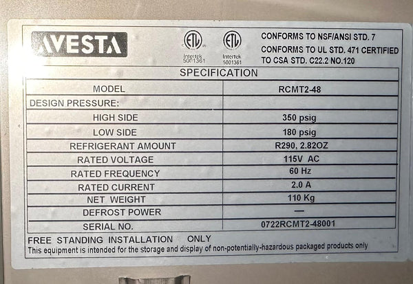 Avesta - RCMT2-48 - Refrigerated Megatop Prep Table - 2 Solid Doors - 48 Inch