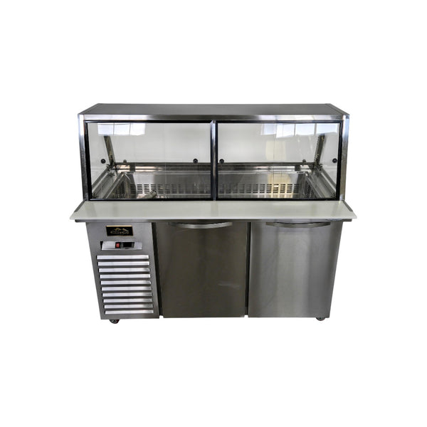 Sub-Equip CUSC-60G Refrigerated Prep Table - 2 Solid Door - Sneeze Guard - 60 Inch