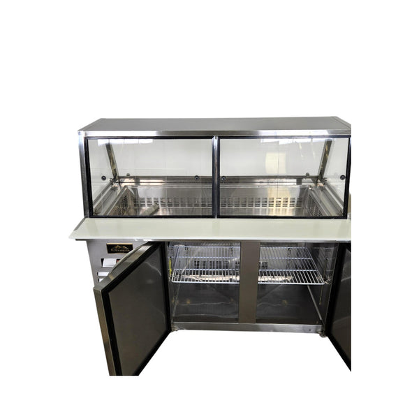 Sub-Equip CUSC-60G Refrigerated Prep Table - 2 Solid Door - Sneeze Guard - 60 Inch