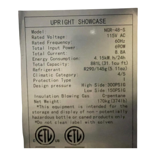 New Air NGR-48-S Two Sliding Glass Door Merchandiser