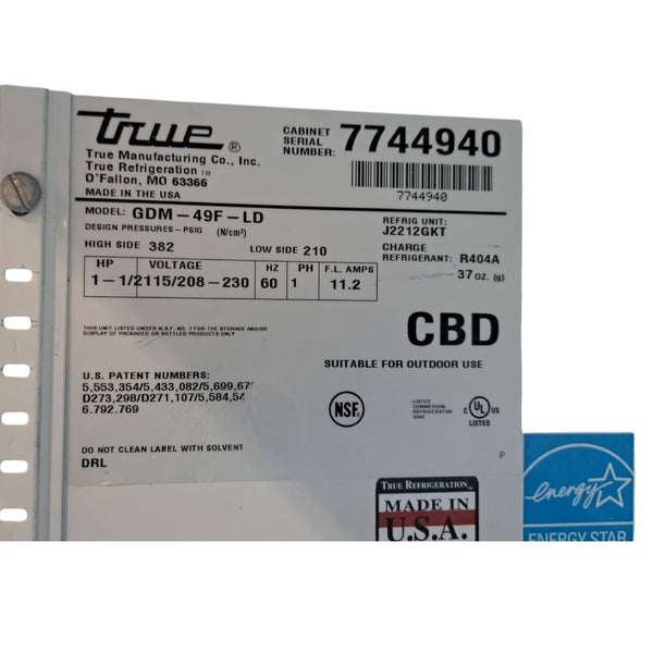 TRUE GDM-49F-LD Freezer - 2 Swing Glass Door Merchandiser - 54''