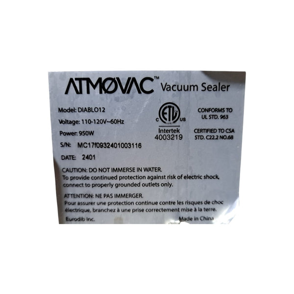 Atmovac Diablo12 Vacuum Sealer