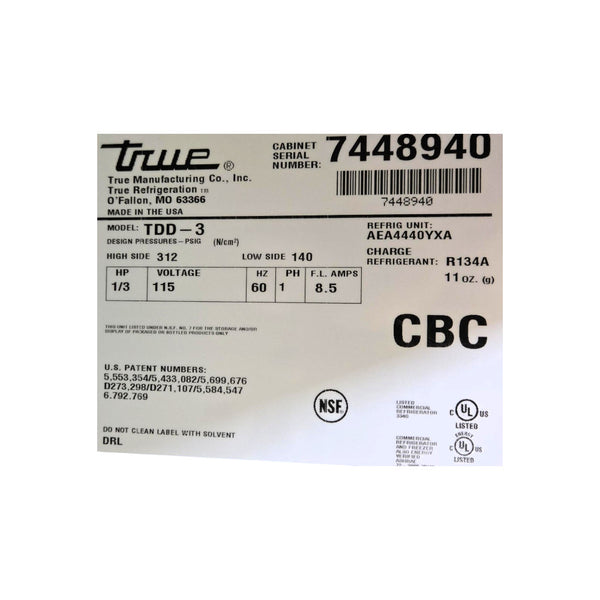 TRUE TDD-3 Keg Beer Dispensing Cooler - 2 Door - 69 Inch